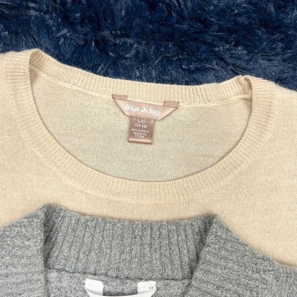 🔥2/$10 |•TIME AND TRU•| Grey V-Neck Balloon Sleeve Sweater Size Large - Picture 9 of 10